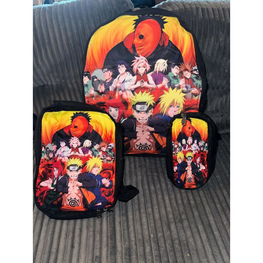 Naruto Shippuden 3-Piece Set Backpack Lunch Bag Pencil Case New Anime